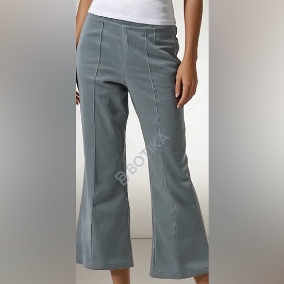 Aerie Ribbed Flare Pants Pastel Blue Front Seam Soft No Pockets Lounge Boho M - Picture 1 of 13